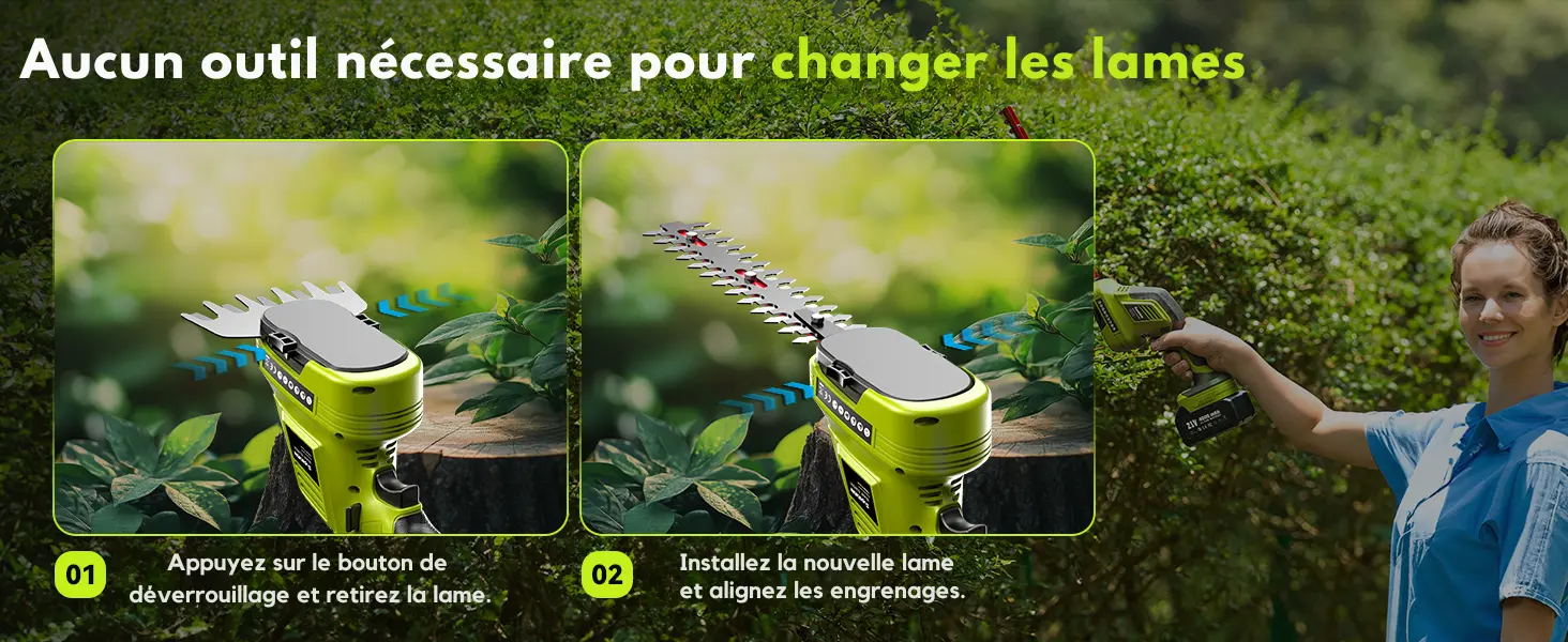 Changement de lames sans outil
