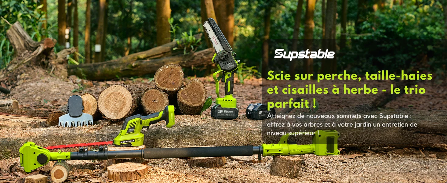 Kit 6-en-1 avec scie sur perche, taille-haies et cisailles à herbe